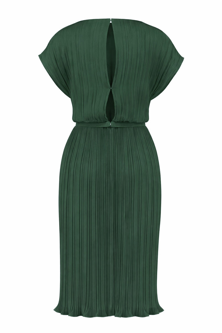 MERREMIA FOREST GREEN PLEATED DRESS