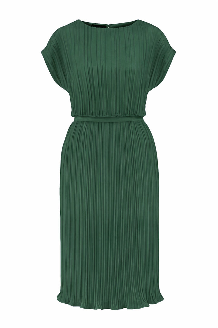 MERREMIA FOREST GREEN PLEATED DRESS
