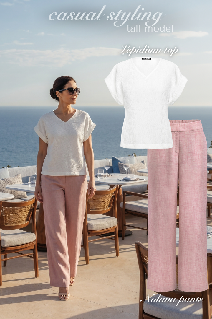 NOLANA DUSTY PINK BAMBOO WIDE LEG PANTS