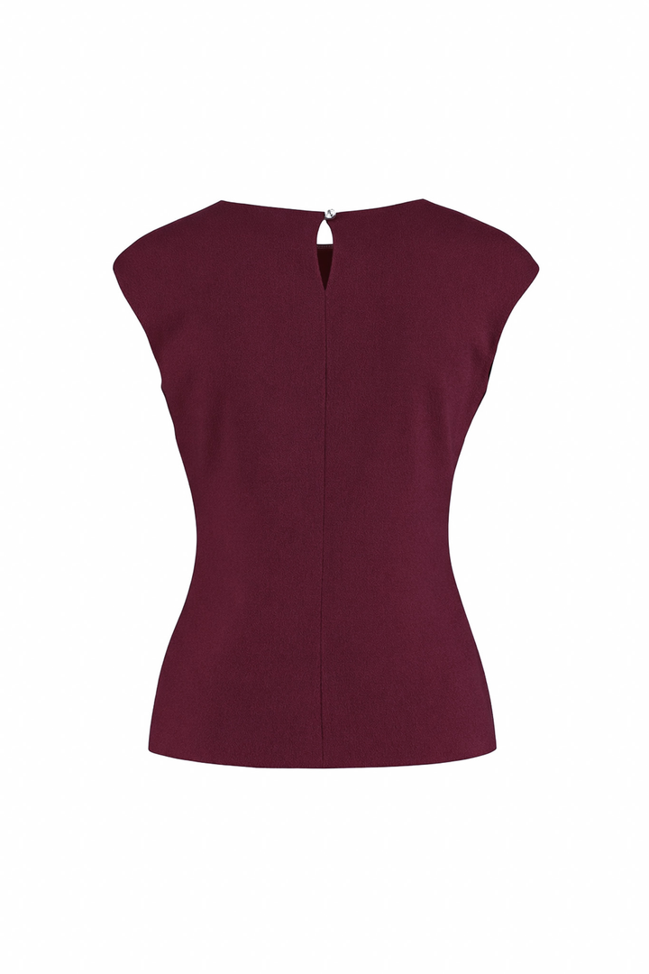 SALVIA BURGUNDY WOOL CREPE BLOUSE