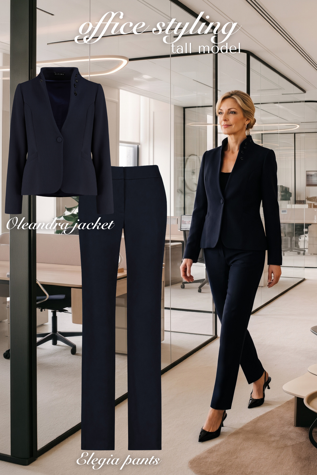 OLEANDRA NAVY BLUE WOOL JACKET WITH CRYSTAL EMBROIDERY