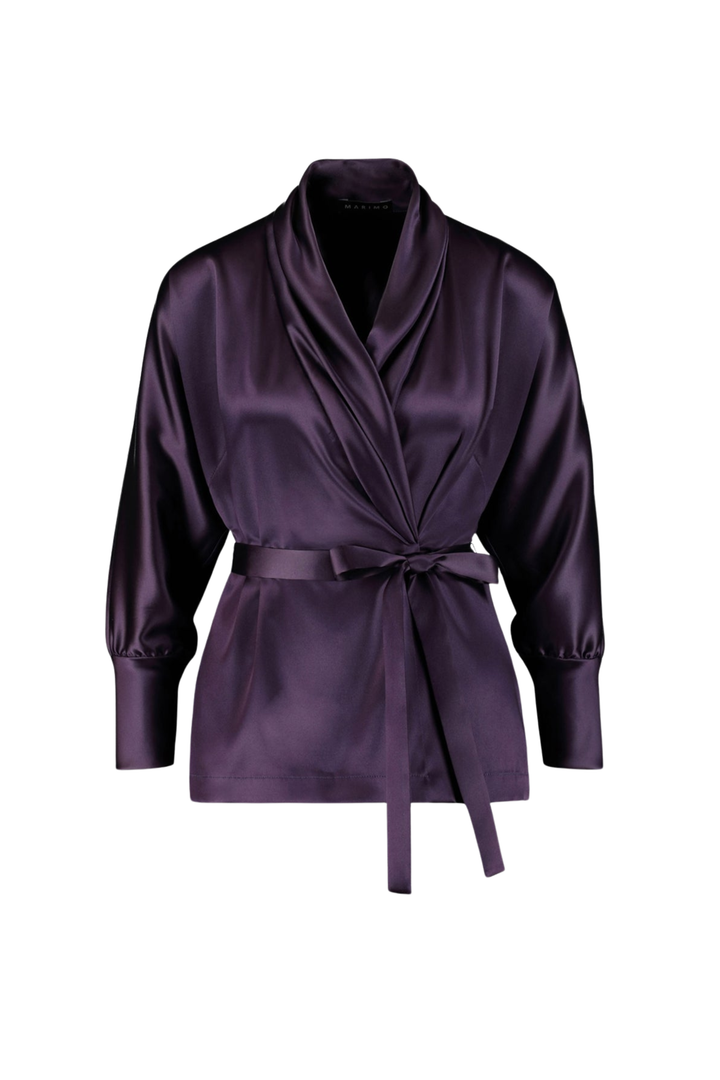 PHYMOSIA DEEP PURPLE SILK WRAP BLOUSE