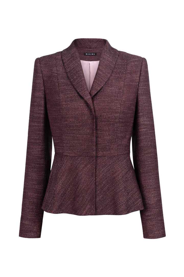 MAGNOLIA DUSTY PLUM PURPLE WOOL-BAMBOO PEPLUM JACKET WITH BELT