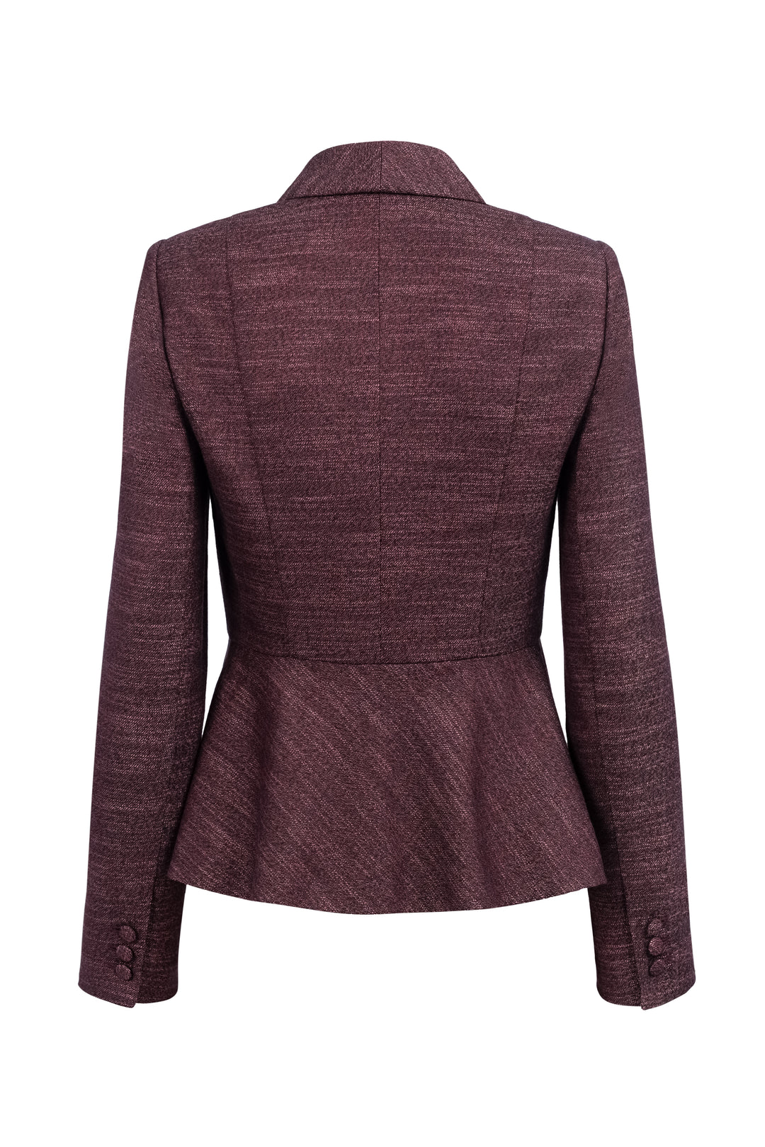 MAGNOLIA DUSTY PLUM PURPLE WOOL-BAMBOO PEPLUM JACKET WITH BELT