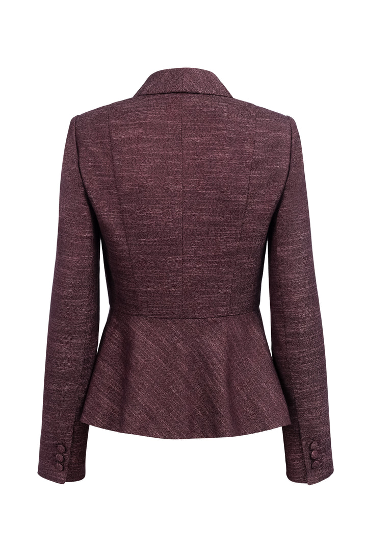 MAGNOLIA DUSTY PLUM PURPLE WOOL-BAMBOO PEPLUM JACKET WITH BELT