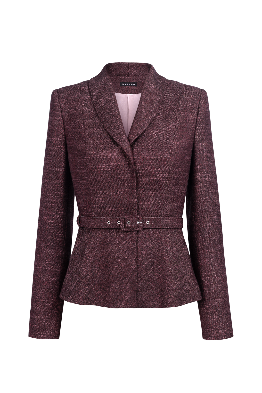 MAGNOLIA DUSTY PLUM PURPLE WOOL-BAMBOO PEPLUM JACKET WITH BELT