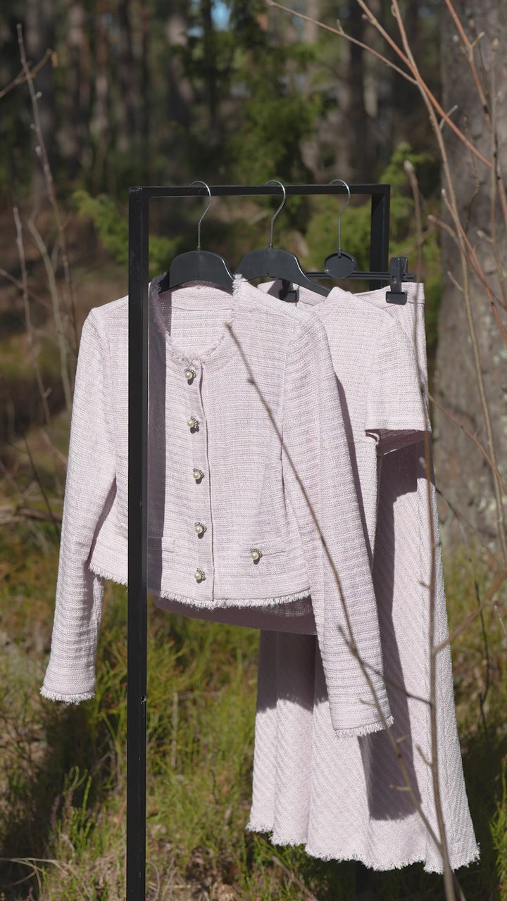 CANELLA PALE LAVENDER TEXTURED WOOL-SILK BLOUSE