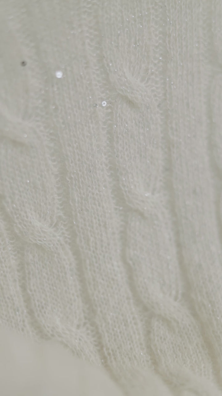 MEDEMIA STONE IVORY CABLE-KNIT ALPACA WOOL BLEND SWEATER