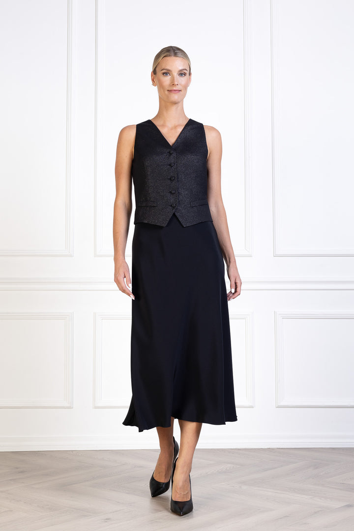 MEESIA BLACK SLIGHTLY GLITTERING WOOL BLEND VEST