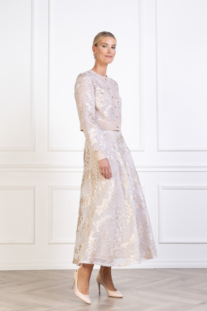 CAMELLIA OFF WHITE AND ROSE GOLD JACQUARD LIGHT JACKET