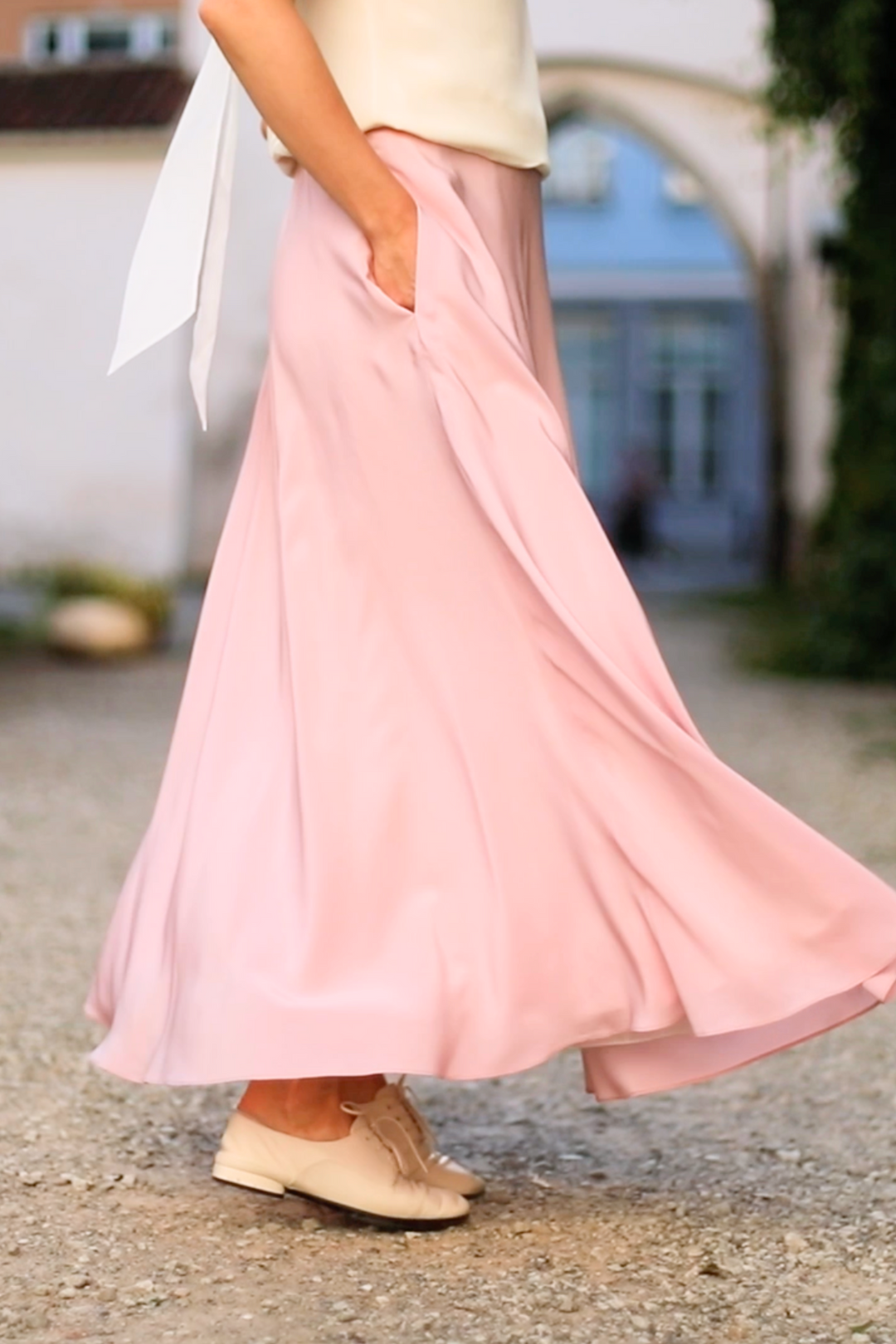 CAMELINA PINK SILK MAXI SKIRT