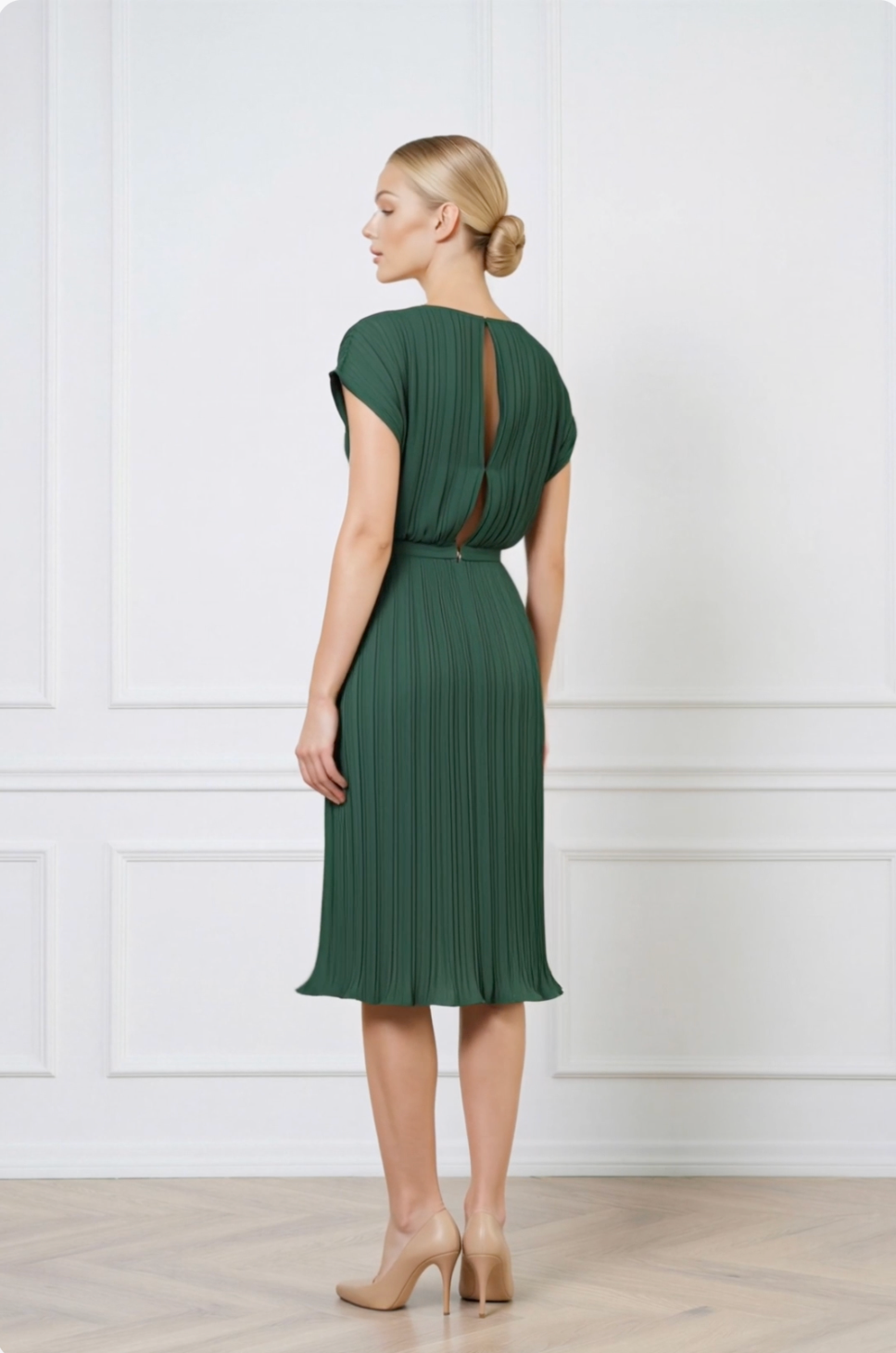 MERREMIA FOREST GREEN PLEATED DRESS