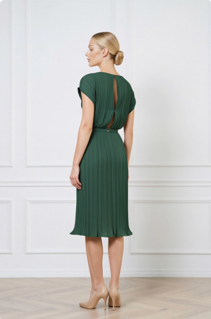 MERREMIA FOREST GREEN PLEATED DRESS