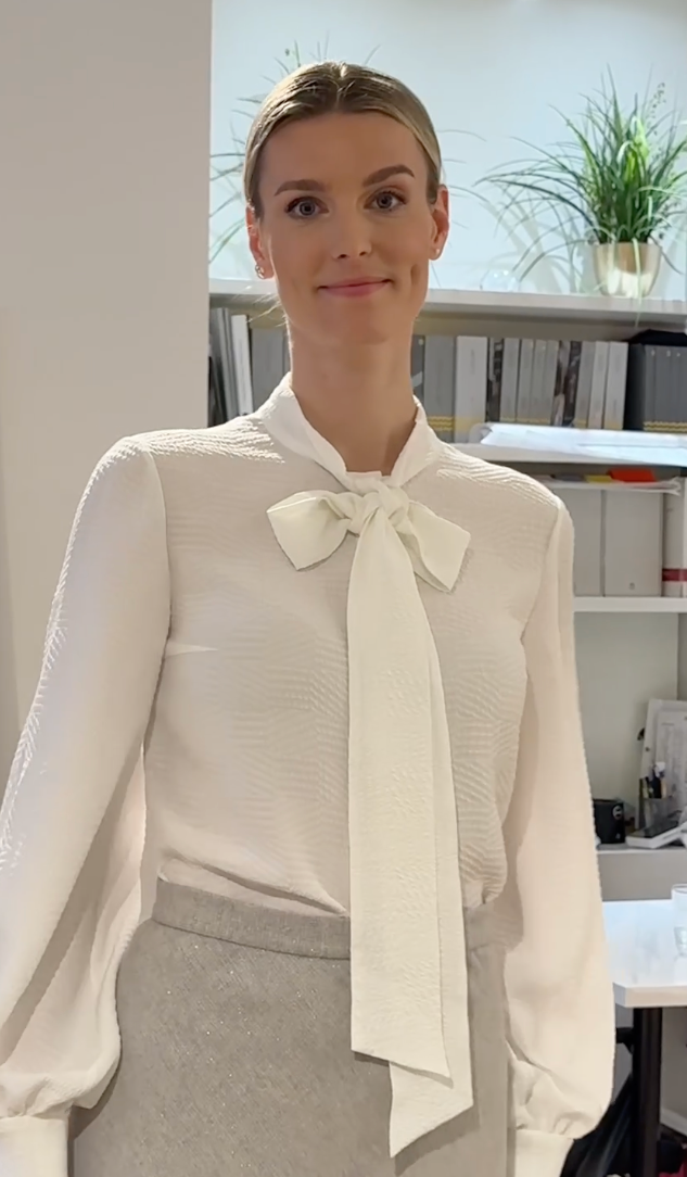 RHIPSALIS WHITE SILK JAQUARD NECK TIE BLOUSE