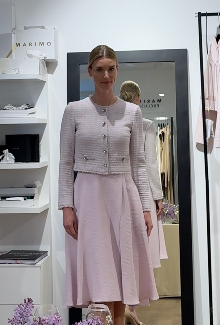 SENNA LAVENDER SILK JACQUARD SPAGHETTI STRAP DRESS