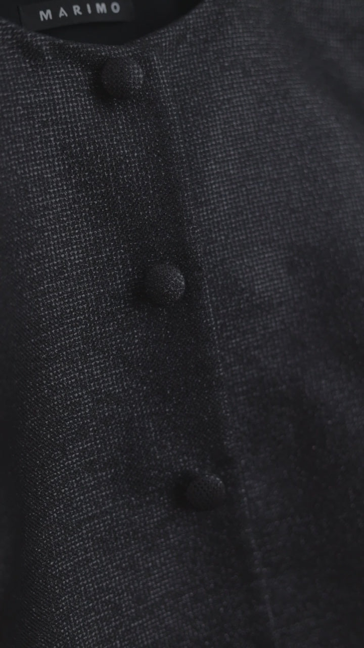 LESSERTIA BLACK SHIMMERING WOOL SILK BLEND JACKET