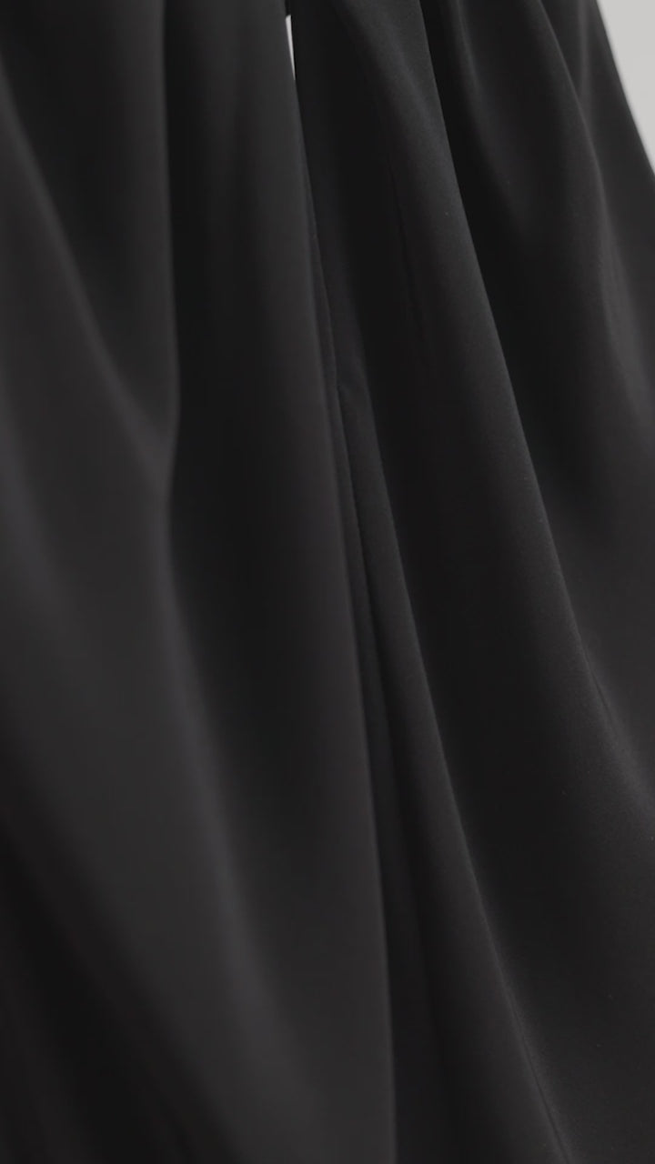 CLUSIANA BLACK SILK HALTER NECK SLIP DRESS WITH BOW DETAIL