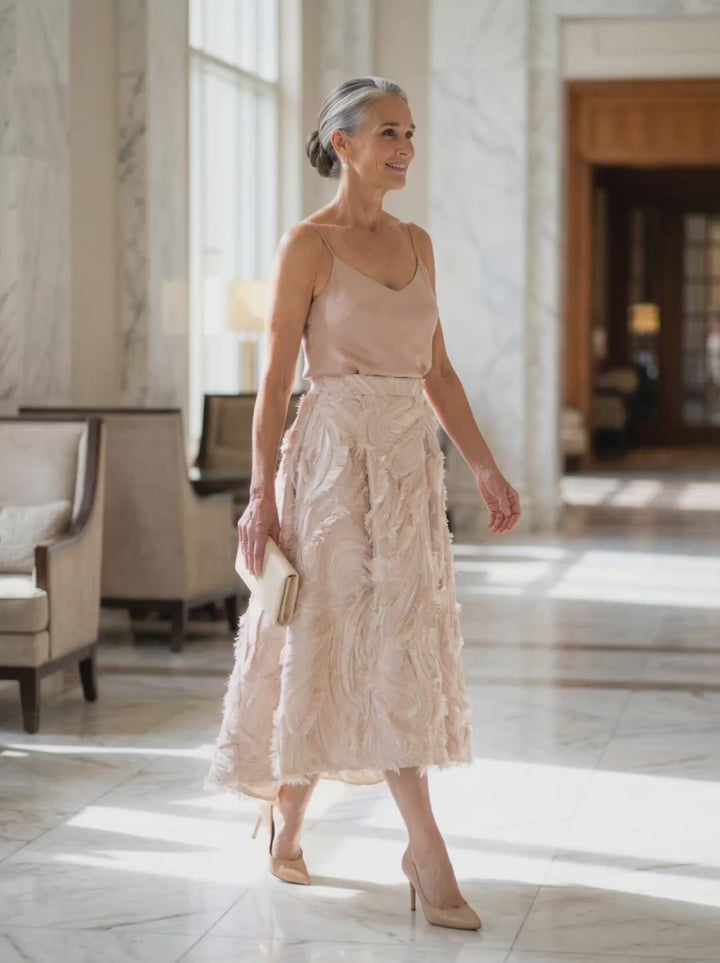 ARIA ROSE GOLD SPAGHETTI STRAP SILK TOP WITH BOW DETAILS