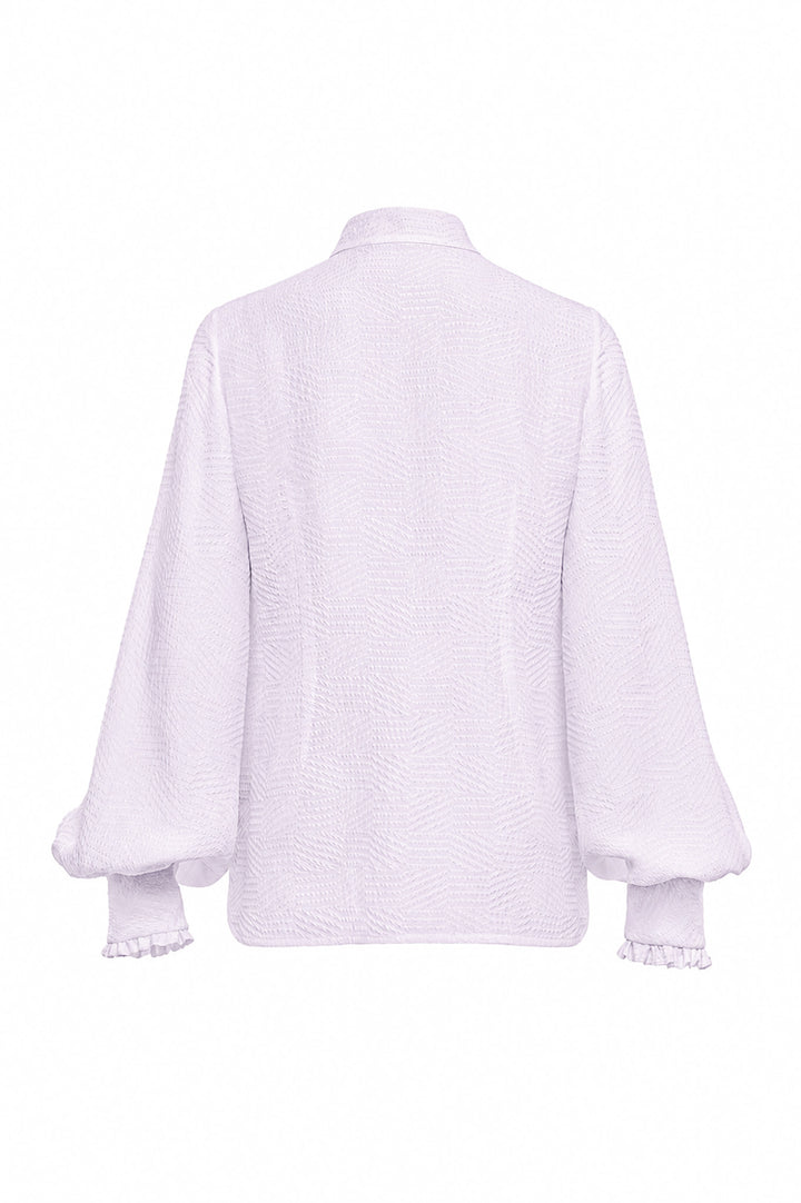 RHIPSALIS LAVENDER SILK JAQUARD NECK TIE BLOUSE