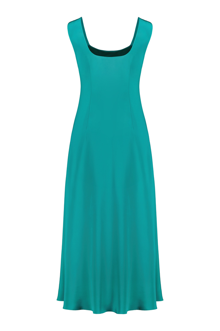 ALOCASIA TEAL SILK SLIP DRESS