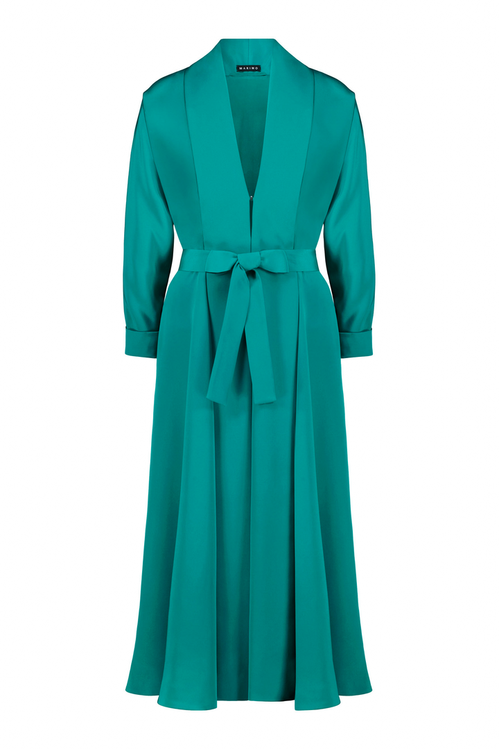 LINARIA TEAL SILK KIMONO CUT COAT DRESS