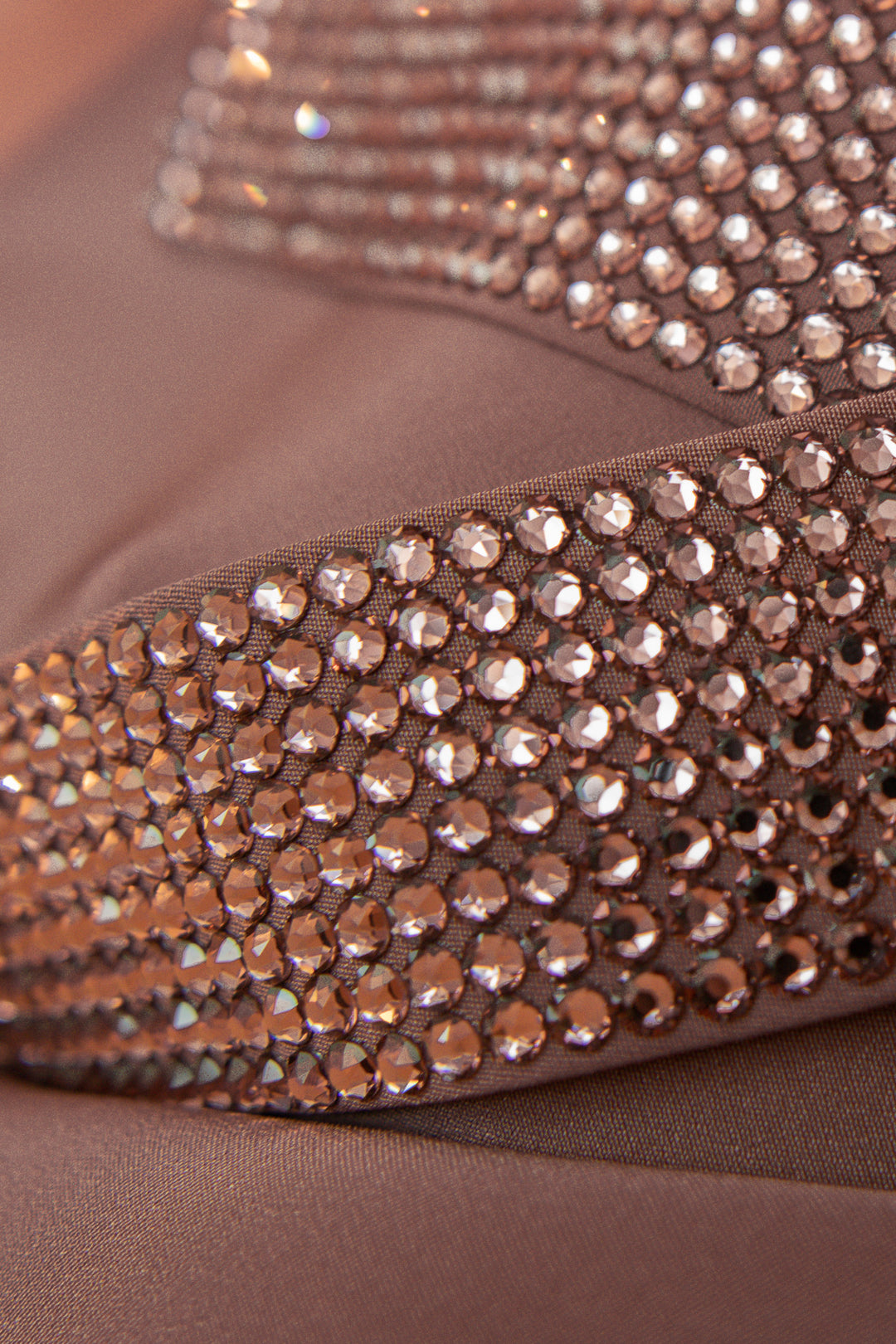 WIDE ROSE BROWN CRYSTAL BELT