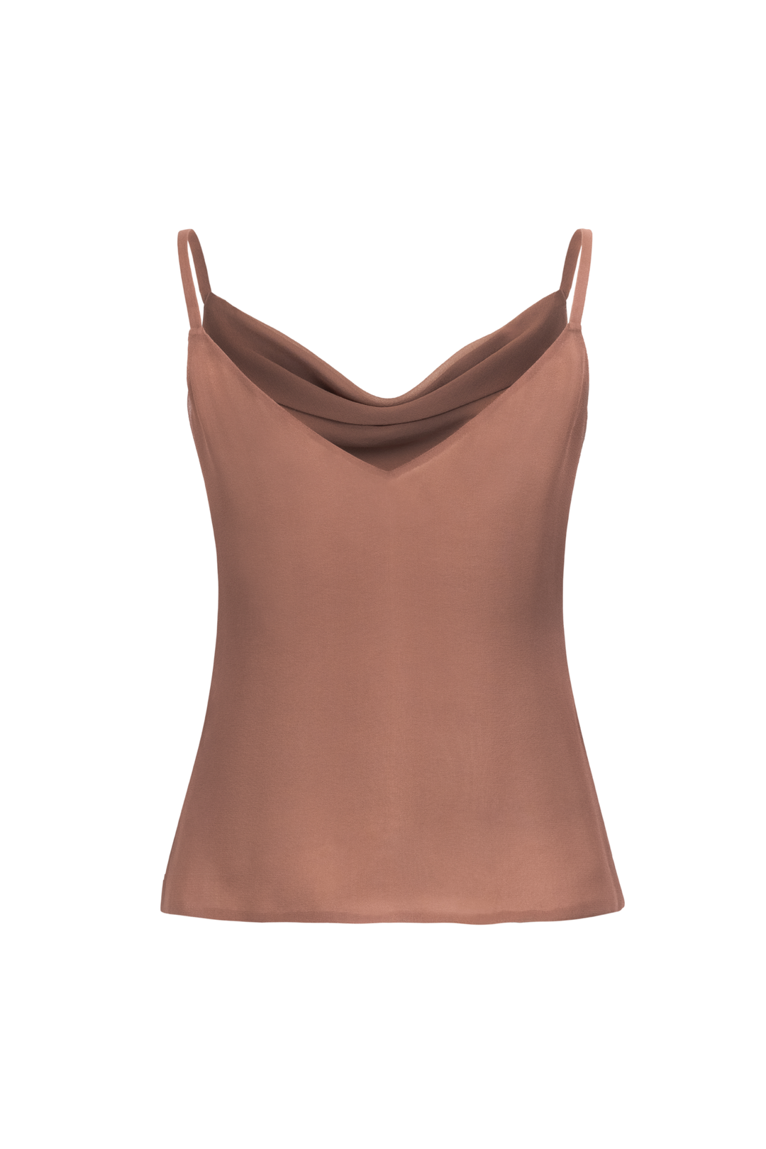 ACACIA ROSE BROWN COWL NECK SILK TOP