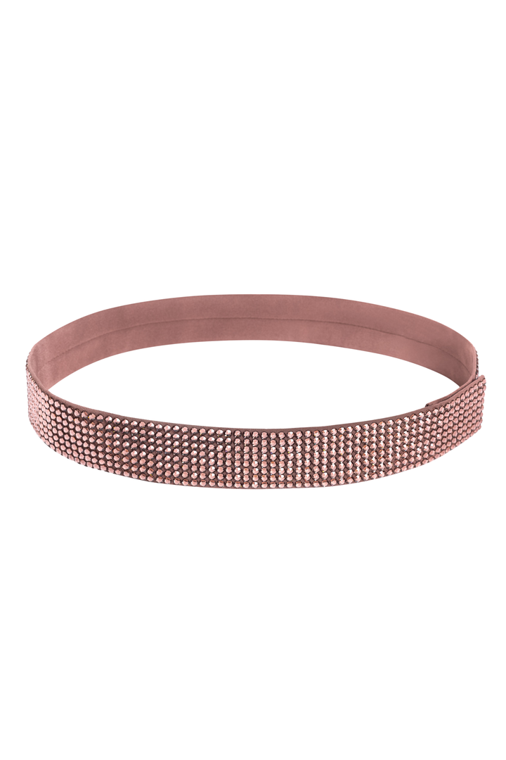 WIDE ROSE BROWN CRYSTAL BELT
