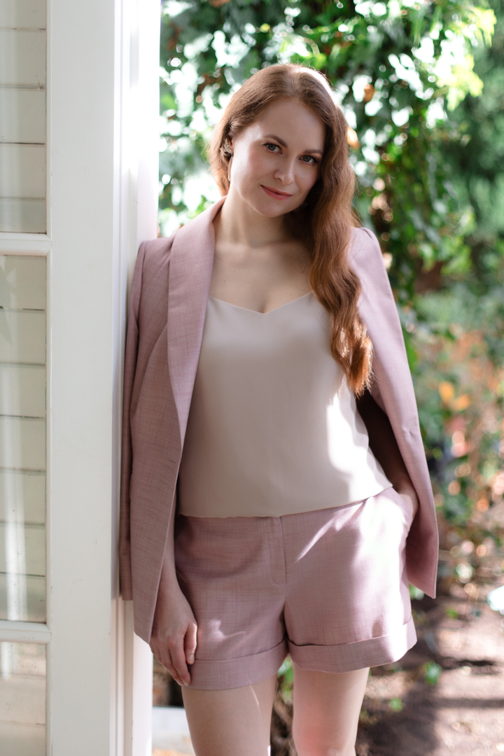 NOWELLIA DUSTY PINK BAMBOO SHORTS