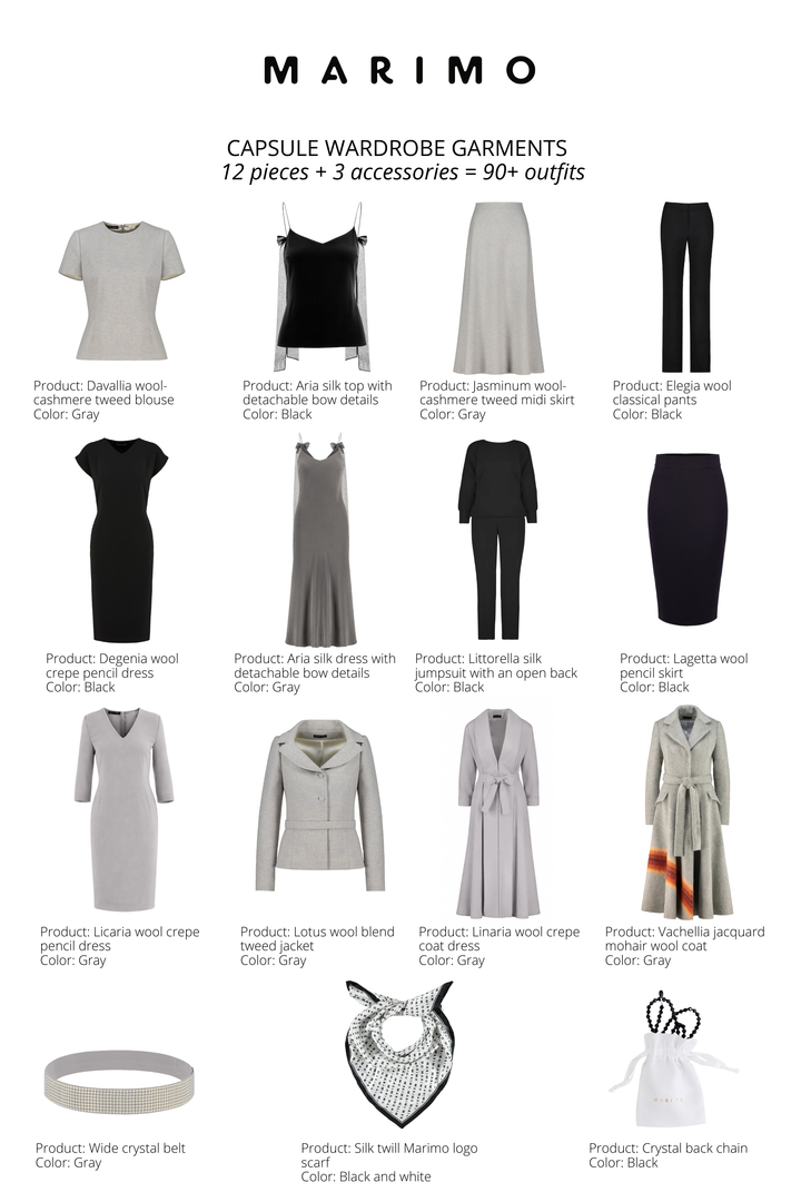 FULL CAPSULE WARDROBE SET: GRAY & BLACK