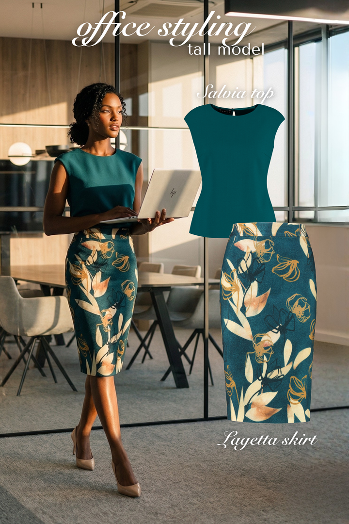 LAGETTA PETROL BLUE PENCIL SKIRT