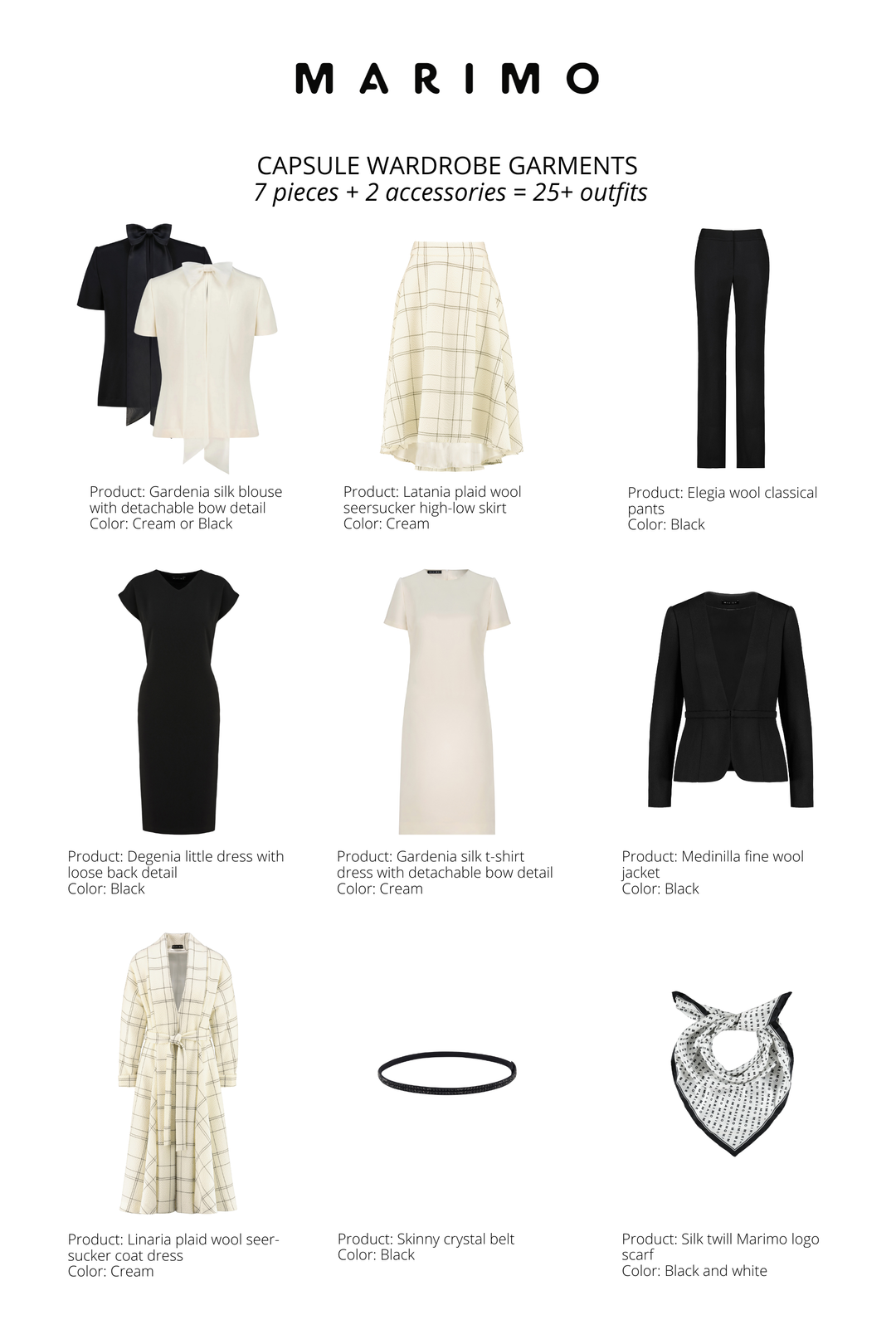 BASE CAPSULE WARDROBE SET: CREAM & BLACK Marimo Fashion BASE CAPSULE WARDROBE SET: CREAM & BLACK Marimo Fashion