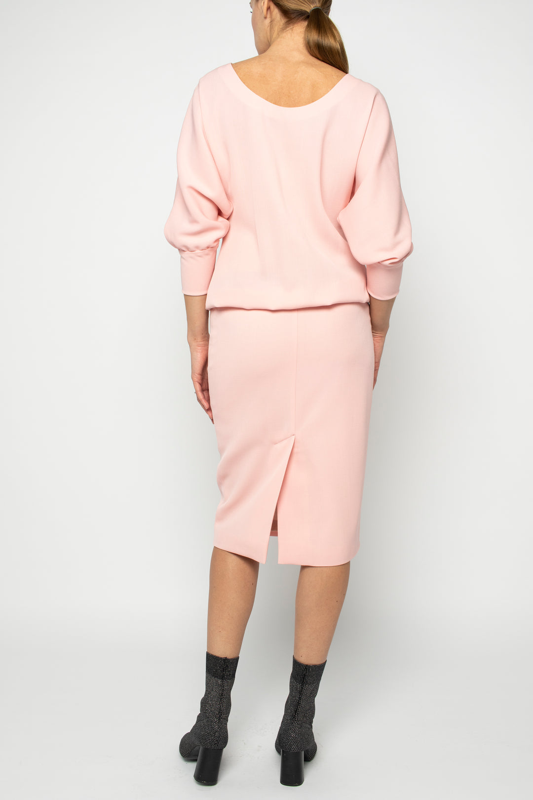 KAEMPFERIA ELEGANT WOOL CREPE PINK DRESS