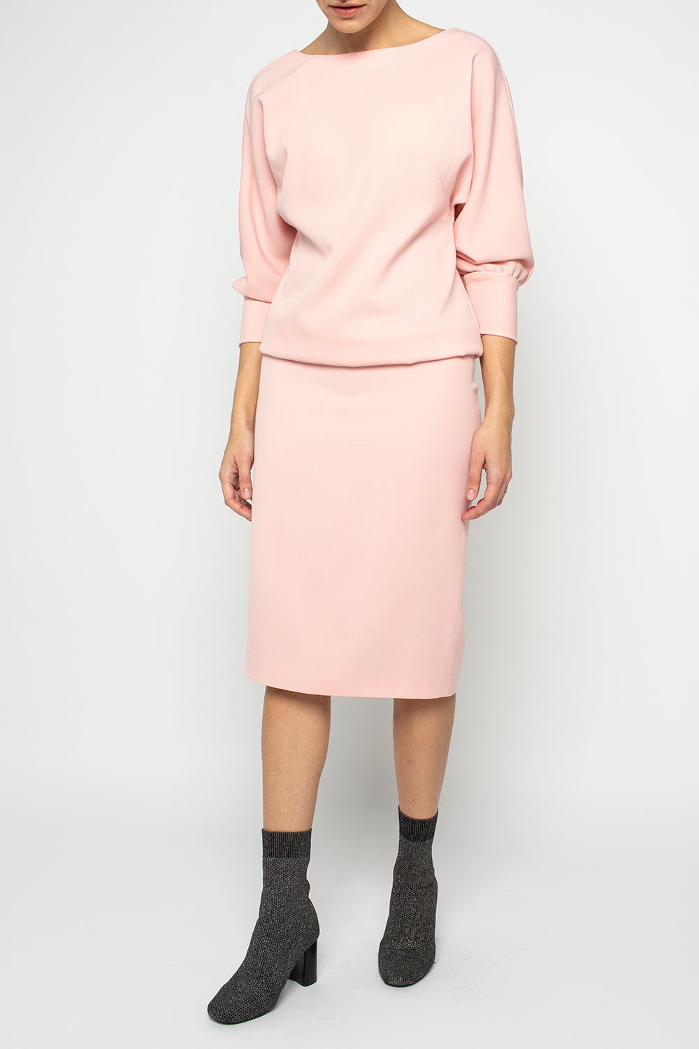 KAEMPFERIA ELEGANT WOOL CREPE PINK DRESS