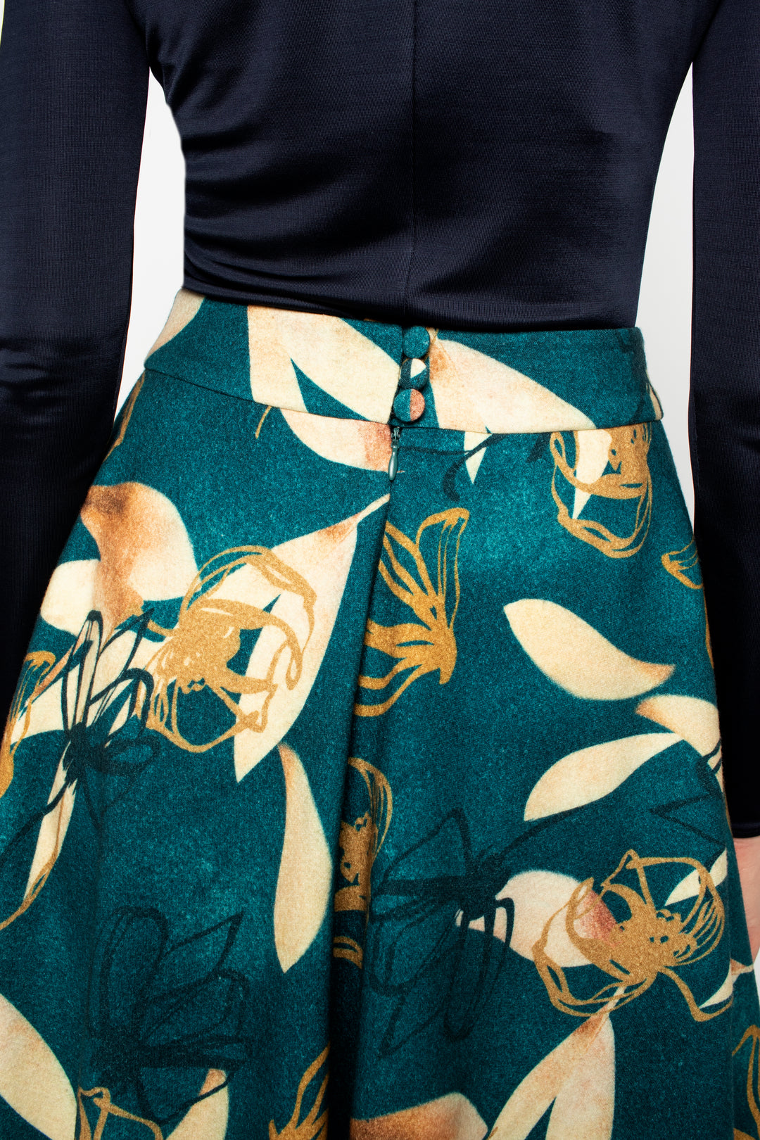 LACHENALIA PETROL BLUE WOOL SKIRT WITH POCKETS