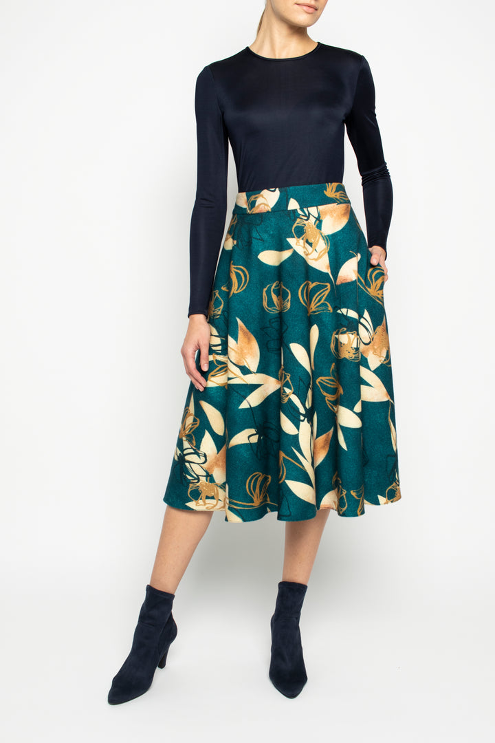 LACHENALIA PETROL BLUE WOOL SKIRT WITH POCKETS