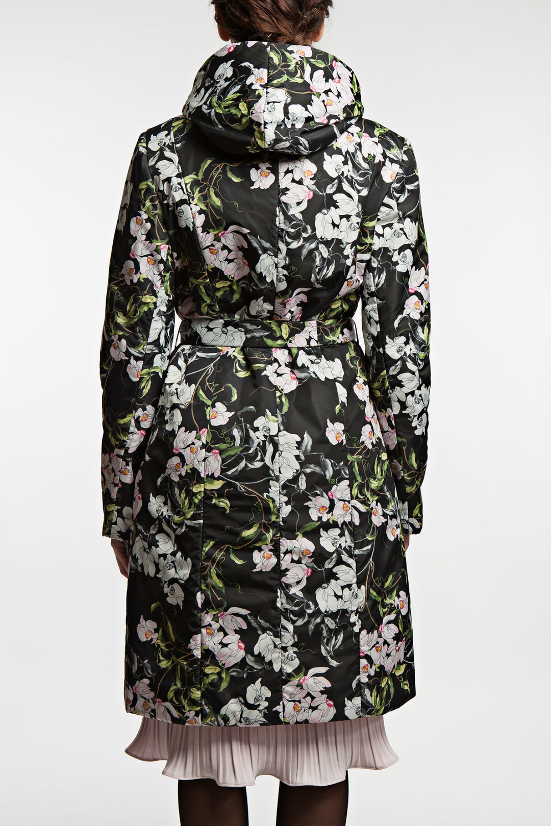 LAWSONIA BLACK FLORAL RAINCOAT