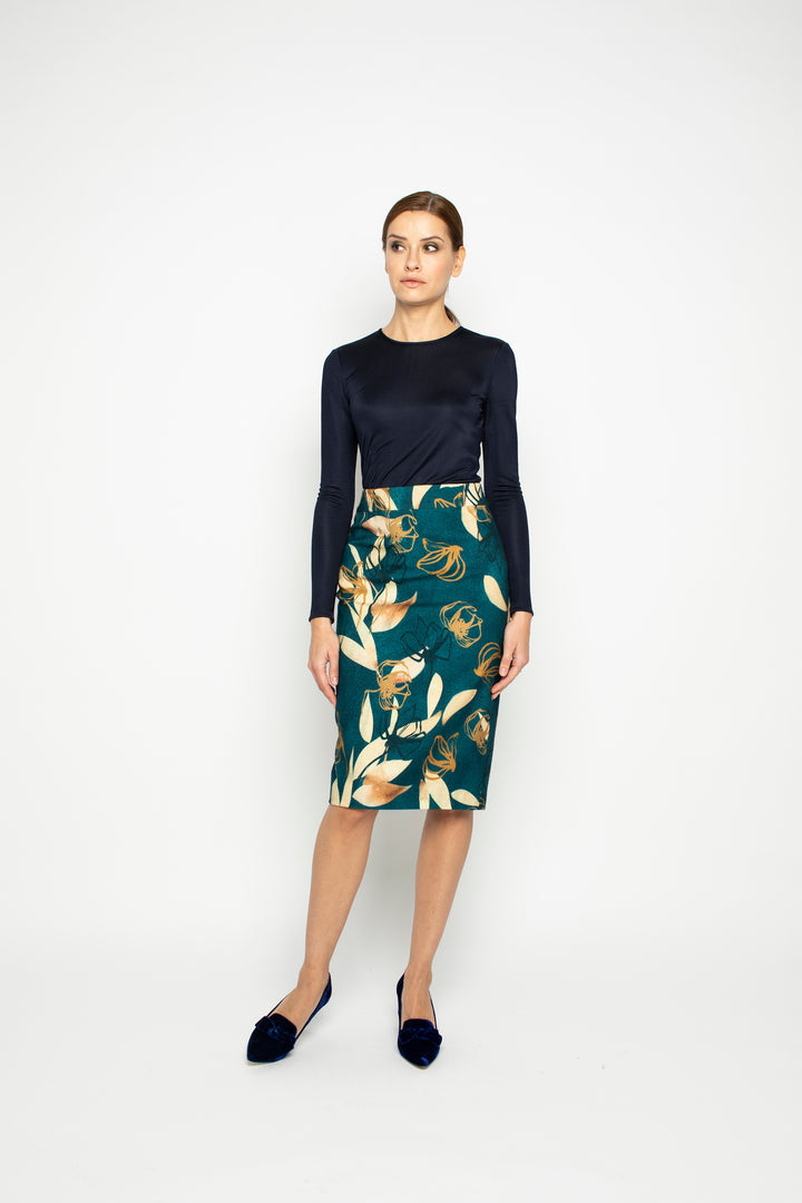 LAGETTA PETROL BLUE PENCIL SKIRT