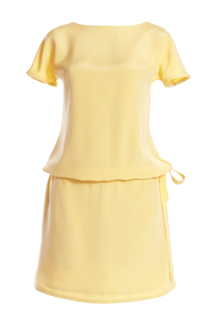 BARBAREA LIGHT YELLOW SILK SUMMER DRESS