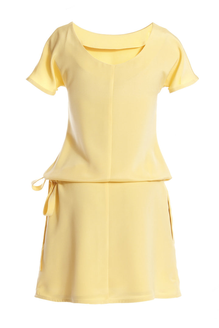 BARBAREA LIGHT YELLOW SILK SUMMER DRESS