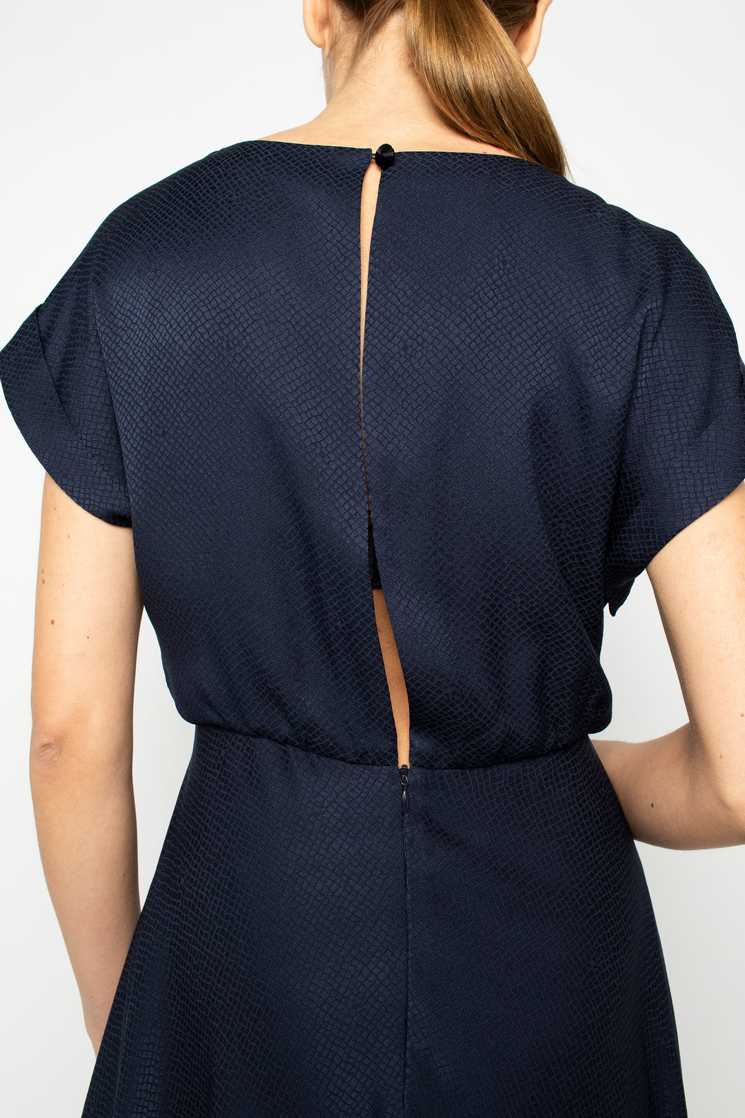 LEIBNITZIA NAVY BLUE SILK DRESS WITH THE BELT