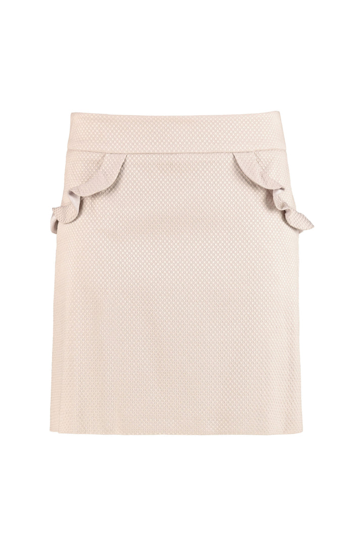 CAMELLIA BEIGE A-LINE SKIRT WITH POCKETS