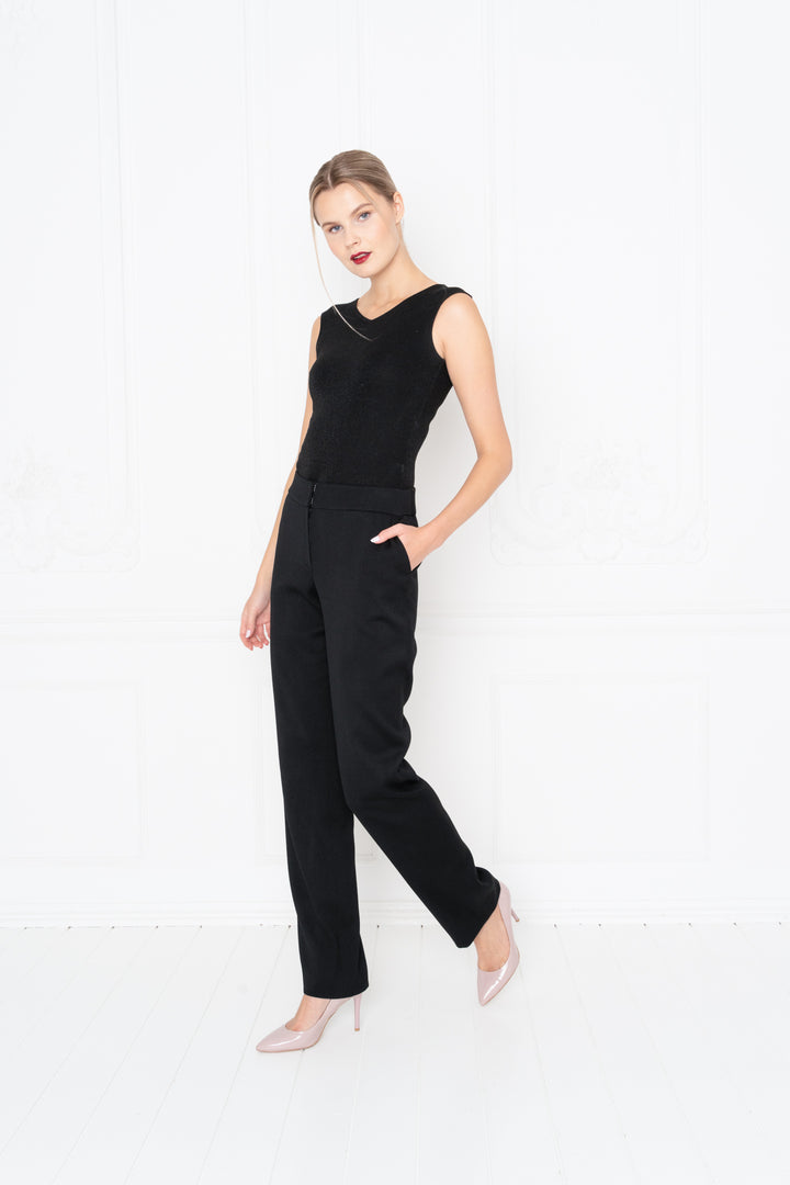 ELEGIA BLACK WOOL CLASSICAL PANTS