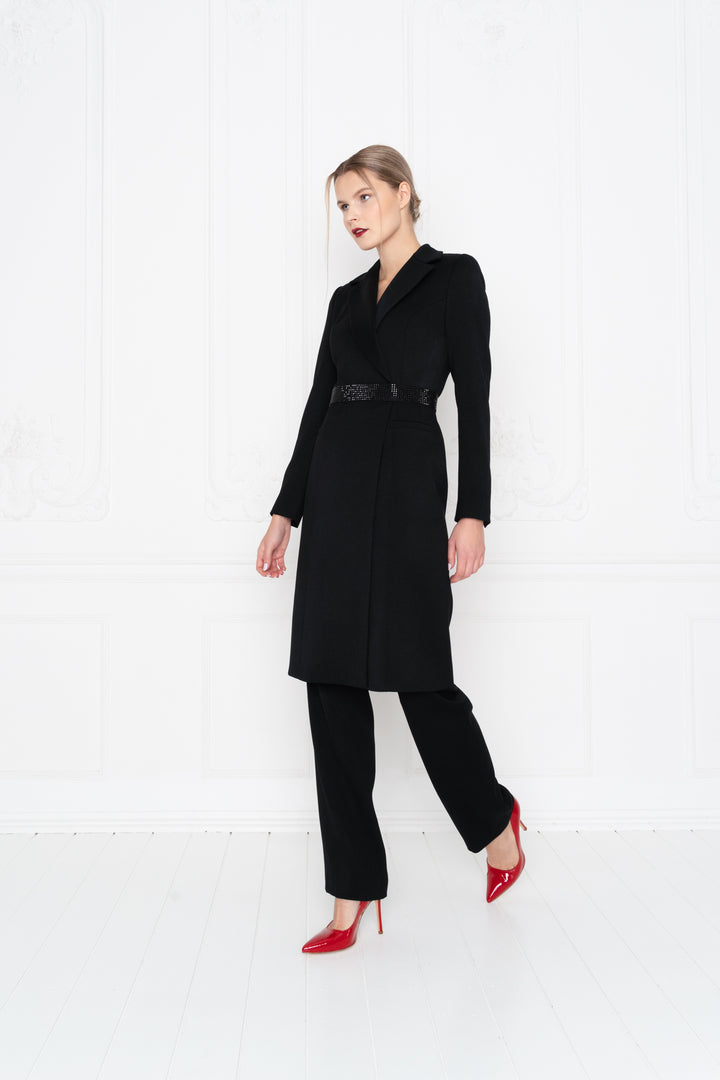 ERYTHRINA BLACK WOOL BLAZER DRESS