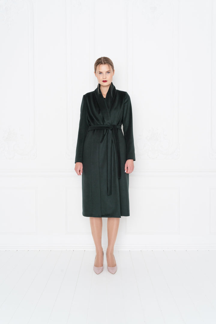 LIMONIUM GREEN WOOL LIGHTWEIGHT COAT