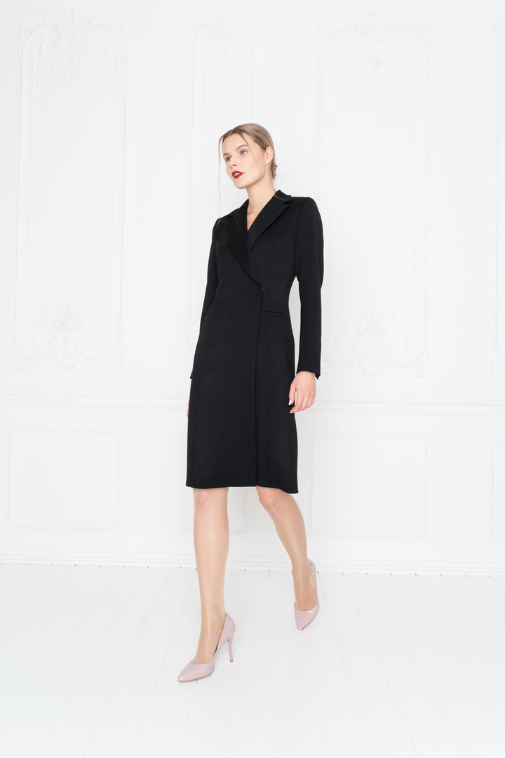 ERYTHRINA BLACK WOOL BLAZER DRESS