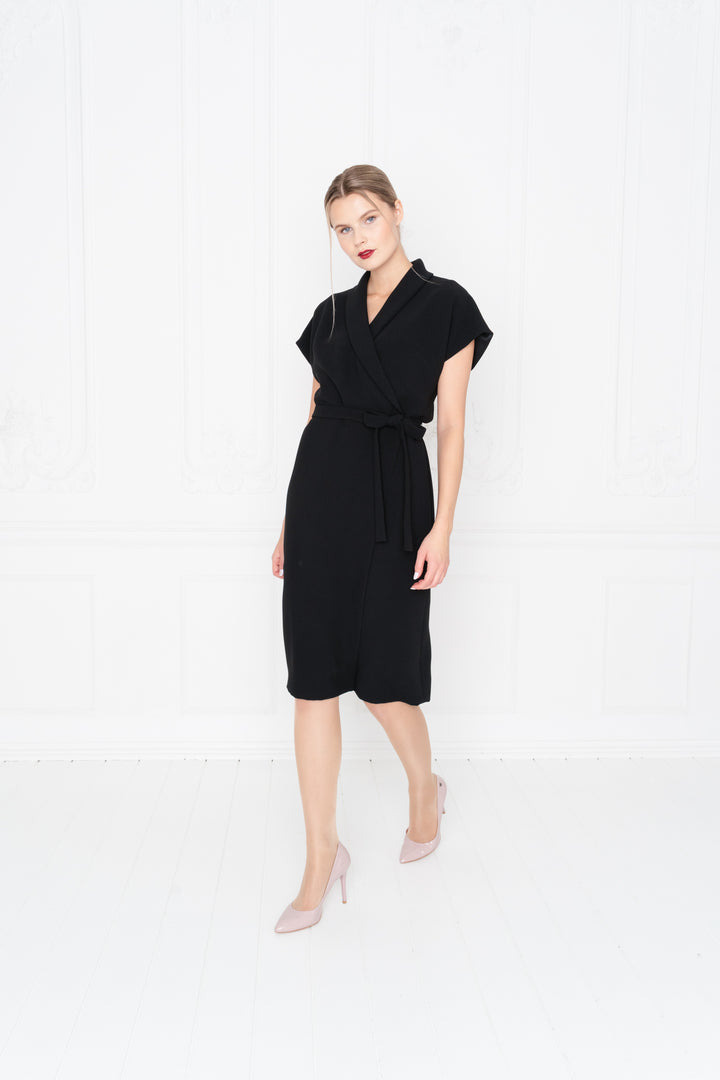 EUPHORBIA BLACK WRAP PENCIL DRESS