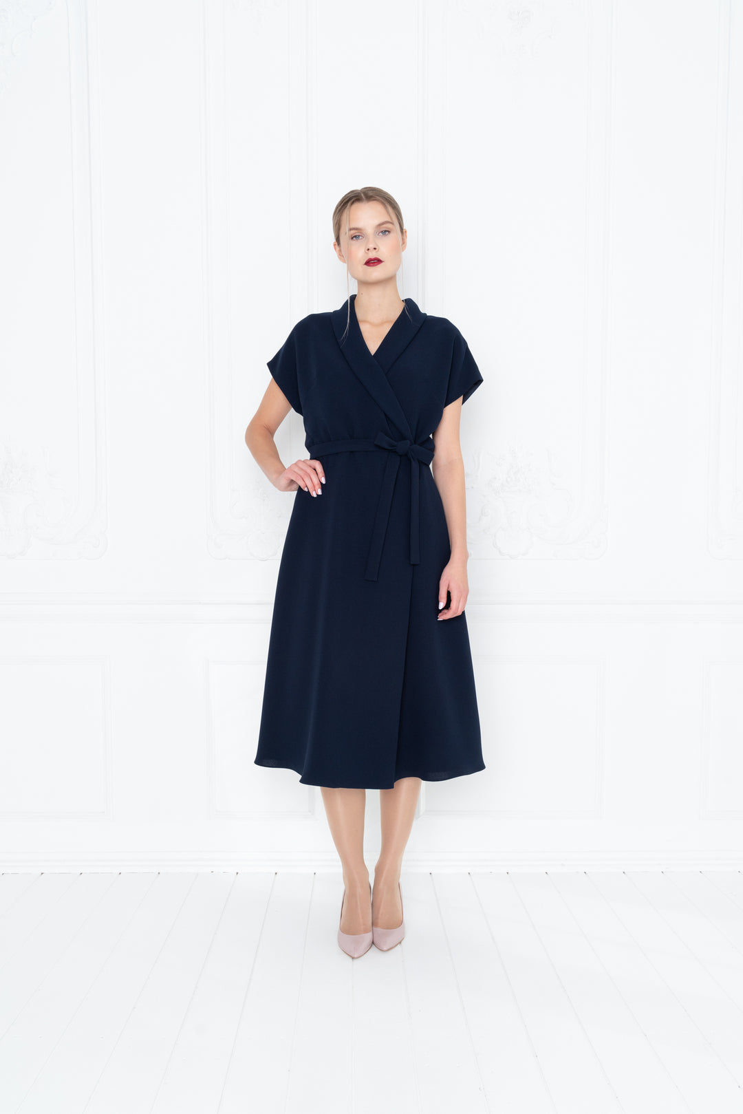 STELLARIA NAVY BLUE WRAP DRESS