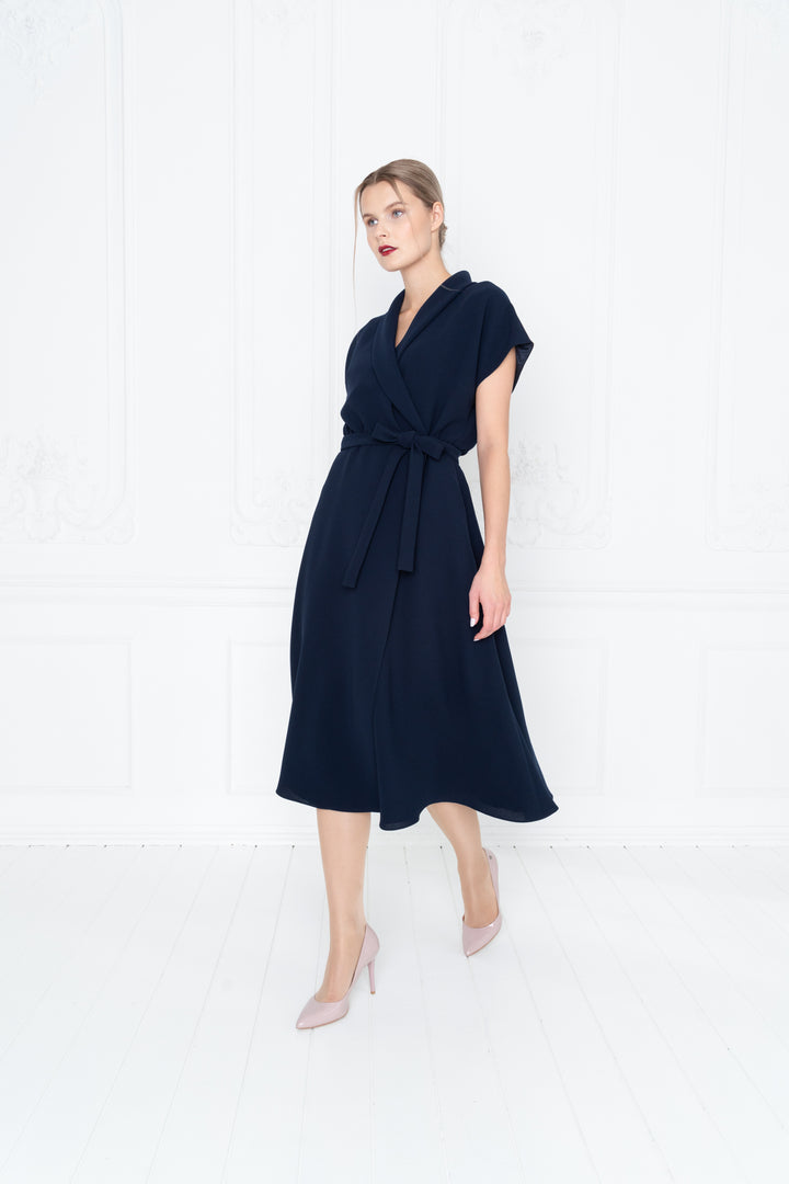 STELLARIA NAVY BLUE WRAP DRESS