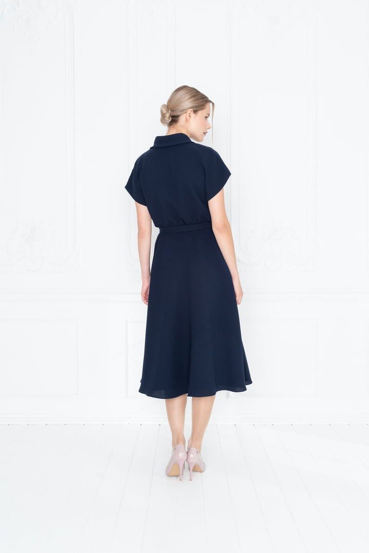 STELLARIA NAVY BLUE WRAP DRESS